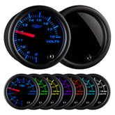 GlowShift front view of voltmeter gauge showing clear dial and tinted lens for quick monitoring