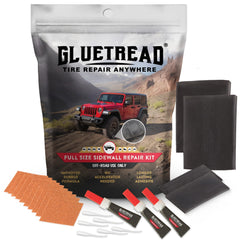 GLUETREAD full kit packaging front view showing contents and easy storage benefit