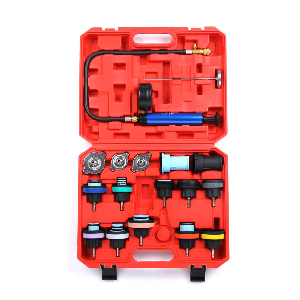 Gnhydxfe front packaging showing complete radiator tester kit and quick identification