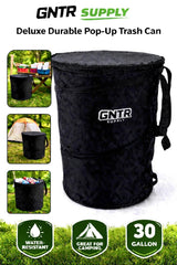 GNTR Supply zippered lid close-up keeping trash contained and pest-proof