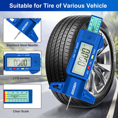 GODESON probe in tire groove demonstrating accurate measurement on a tread