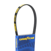 Goodyear serpentine belt front packaging showing product and compatibility benefits
