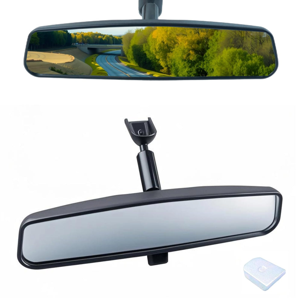 gopupu front view installed showing wide 10.5-inch mirror for improved rear visibility