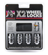 GORILLA X2 front view of four chrome acorn wheel locks showcasing finish