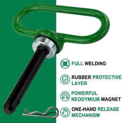 gradora close-up of neodymium magnetic pin revealing solid steel housing and strong hold
