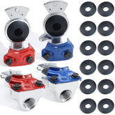 GREPSPUD front view of glad hands kit showing both red and blue units and benefits