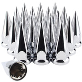 GREPSPUD front view spike lug nut covers showing chrome shine and styling benefit