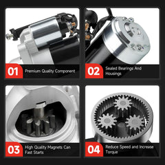 Grezuton starter installed in engine bay demonstrating direct-fit replacement