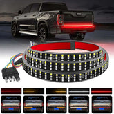 GSOWO front view of 48 inch tailgate light bar showing full-length brightness benefit