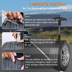 GSZEPSEX plug being inserted into car tire demonstrating quick roadside fix