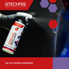 Water beading on treated paint by Gtechniq C2 demonstrating hydrophobic effect