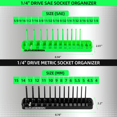 GURADESIGN 1/4" drive tray loaded with sockets for quick selection