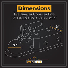 GusHill GH25138 installed on trailer tongue showing correct orientation and towing readiness