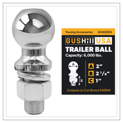 GusHill GH40004 front view showing 2 inch ball and solid construction for reliable towing