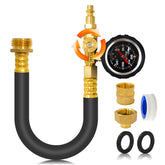 Gute front view of assembled adapter showing durable brass and hose, reliable winterizing