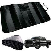 GWUSKDT front view of sunshade showing full windshield coverage and fit