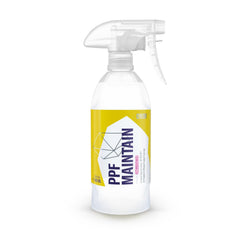 Gyeon bottle front view showing product branding and splash-resistant design benefit