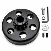 GYMMEDS centrifugal clutch front view showing 12-tooth sprocket for easy chain attachment