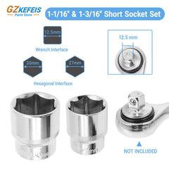 GZKEFEIS 1-3/16" socket close-up showing 6-point grip for fastener protection