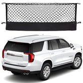 Hacyikee front-installed cargo net in Tahoe/Yukon holding items securely
