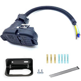 HaHeHo front view of 7-pin harness showing plug and bracket for quick hookup