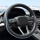 HAOTULE front view of steering wheel cover showing fit and style benefit