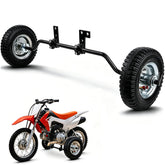 Harsire front-mounted training wheels showing secure fit and increased stability