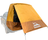 HASIKA front view showing tent attached to SUV and providing shaded area