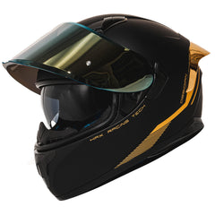 HAX side profile with visor down highlighting clear vision and aerodynamics