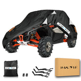 HAYCOVER front view on UTV showing full weather protection and coverage