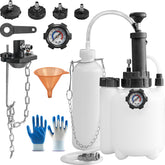 HCDDQP front view of full 3L brake bleeder kit showing compact layout and portability