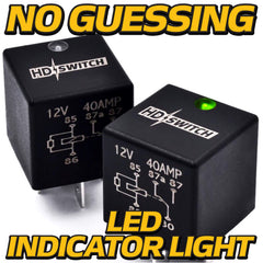 HD Switch relay terminal and pin detail highlighting sealed contacts and reliability