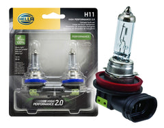 Hella H11 front packaging showing two bulbs and branding for easy identification and selection