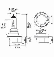 Hella H11 side profile displaying base and plug for quick compatibility verification