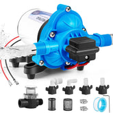 Heuyrao front view of pump showing compact housing and inlet outlet connections for easy fit