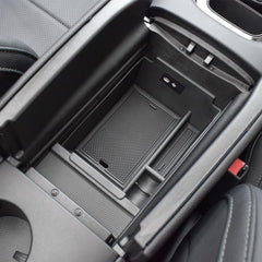 HGWEI front view of center console organizer showing neat fit and quick access