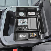 HGWEI front view of organizer showing compartments and clean fit for convenience