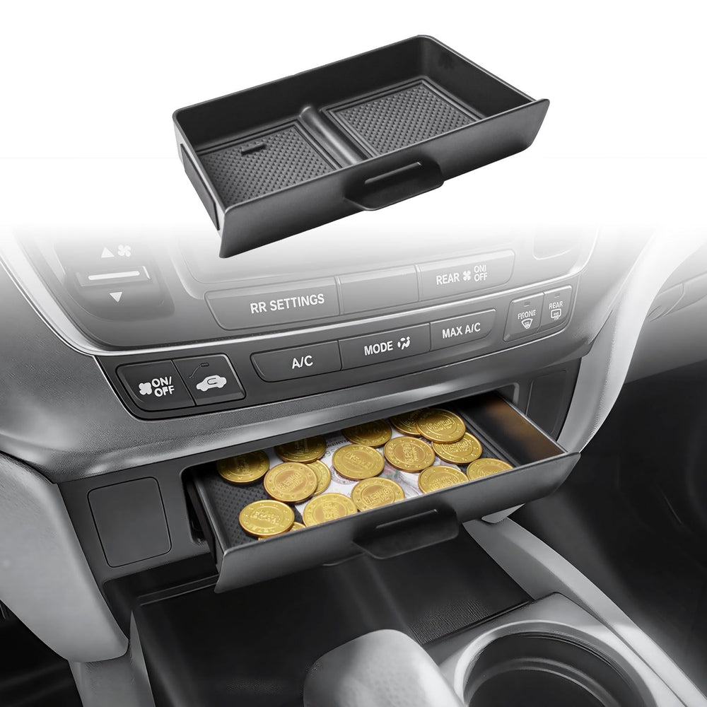 HGWEI front view of organizer showing clean console fit and quick access