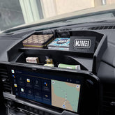 HGWEI front view of center console organizer showing compartment benefits
