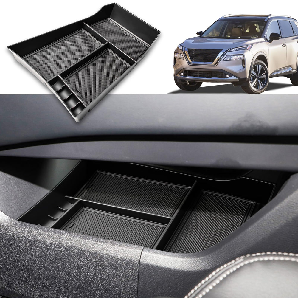 HGWEI front view of console organizer showing neat compartments and easy access