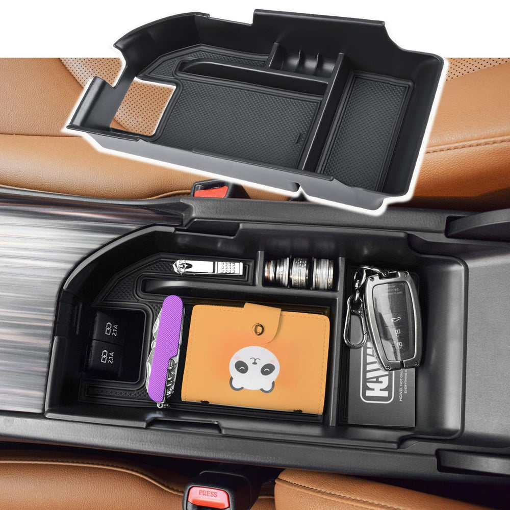 HGWEI front view installed in Camry console shows tidy storage and quick access