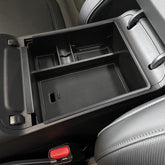 HGWEI front view installed console organizer showing neat storage benefit