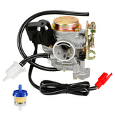 HIAORS carburetor front view showing inlet ports and sturdy cast aluminum body improving durability