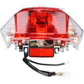 HIAORS front view of tail light assembly showing clear and red lenses and improved visibility