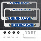 HIBUFAN silver front license frame showing clean Department of The Navy design and protection