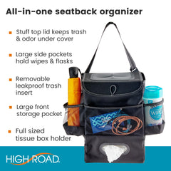 High Road close-up of push-through lid allowing quick hands-free trash disposal