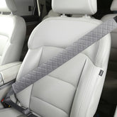 HighnessHwoo front view of gray seatbelt cover showing full length and shape for comfort