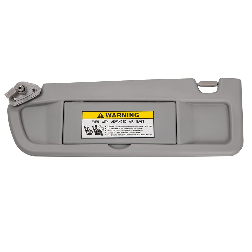 HIMIKI left driver sun visor front view showing OEM-fit and light gray finish for accurate replacement