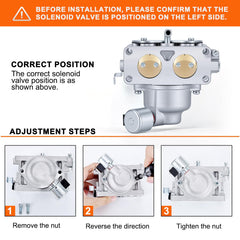Hipa carburetor side with solenoid detail illustrating correct-left solenoid placement for fitment