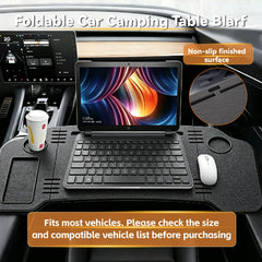HOACHAN table placed on car armrest highlighting universal fit and convenience